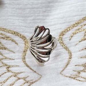 Sterling Silver Sculpted Wave Statement Ring - Women Jewelry Size 8